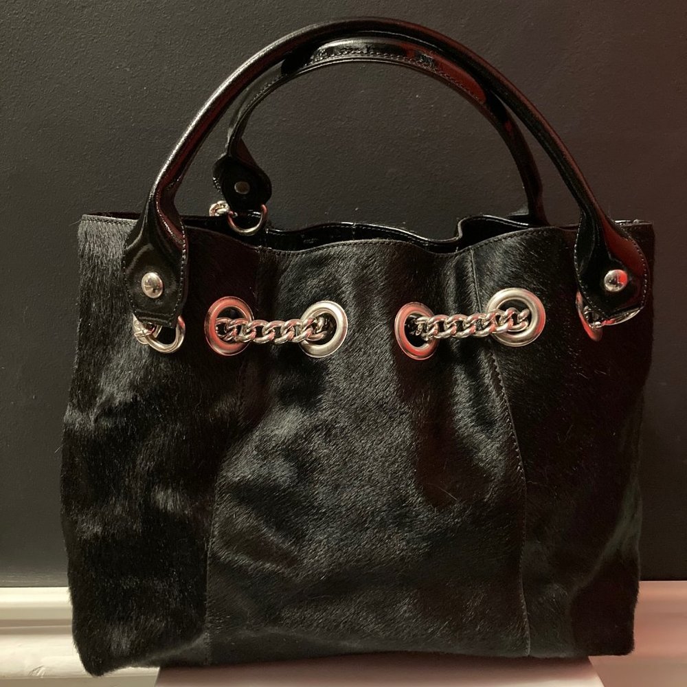 ROBERTA GANDOLFI Black Horsehair Leather Handbag